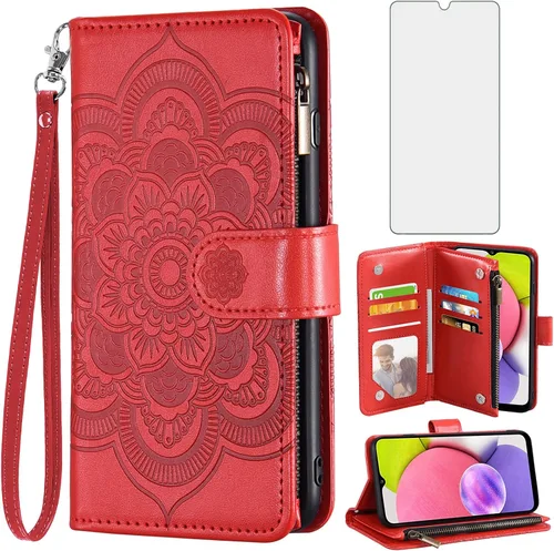 Vista 10 de Asuwish Funda de teléfono para Samsung Galaxy A03s versión de EE. UU. 5G 2022 con protector de pantalla de vidrio templado y tarjetero abatible
