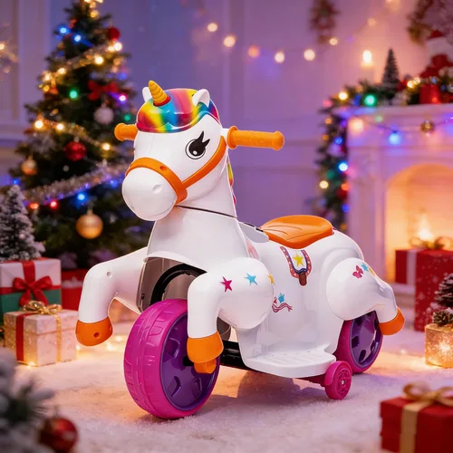 Vista 9 de Juguete de paseo en coche para niños pequeños TOBBI Juguete de paseo en unicornio para niños y niñas de 3 ruedas, motocicleta eléctrica para niños