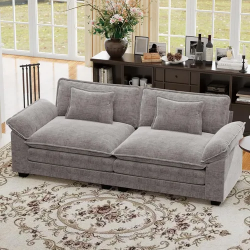 Vista 101 de Sofá modular de gran tamaño de 154 pulgadas, cómodo sofá en forma de U con 3 otomanas móviles, sofá moderno de felpilla de 7 plazas para sala