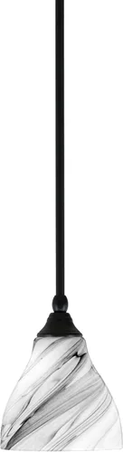 Vista 104 de Toltec Lighting Tallo Colgado Mini colgante, acabado de cobre negro, 3.5" cuadrado humo burbuja vidrio