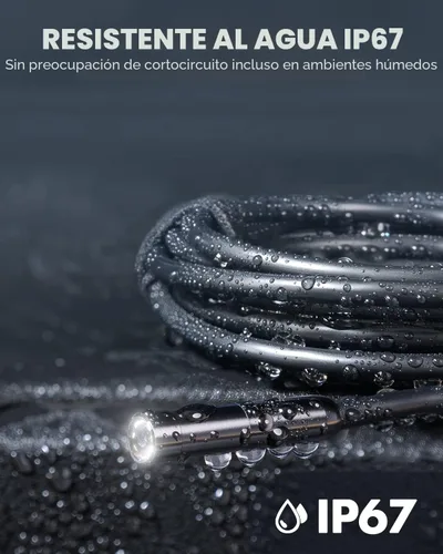 Vista 4 de Cámara de endoscopio USB Anykit con 8 luces LED ajustables, boroscopio con cámara serpiente semirrígida, cámara de inspección IP67 impermeable