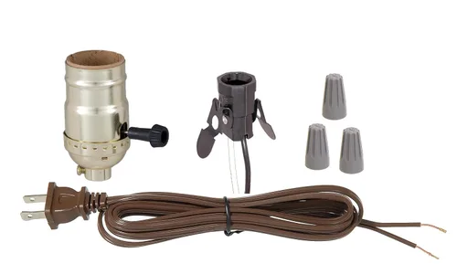 Vista 10 de B&P Lamp® Portalámparas de latón antiguo con juego de cables a juego y herrajes básicos