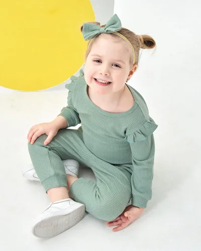 Vista 3 de Mioglrie Conjunto de ropa de bebé para niña, tops y pantalones, ropa para niñas pequeñas, sudaderas para bebés
