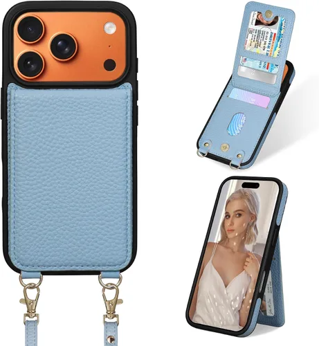 Vista 32 de Funda para iPhone 12 Pro/12, 6.1'', Funda Cartera Cruzada Desmontable con Ranuras para Tarjetas con Bloqueo RFID, Anillo de Soporte 360, Funda Negro