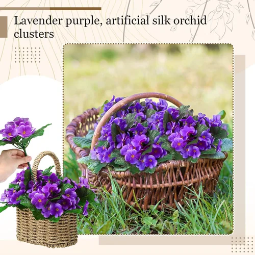 Vista 4 de Suncalla Paquete de 6 arbustos de seda artificiales de seda púrpura africana, plantas de interior (lavanda morado)