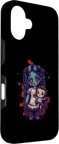 Vista 3 de Scary Goth Doll Holding Teddybear - Funda gótica gótica para iPhone 16