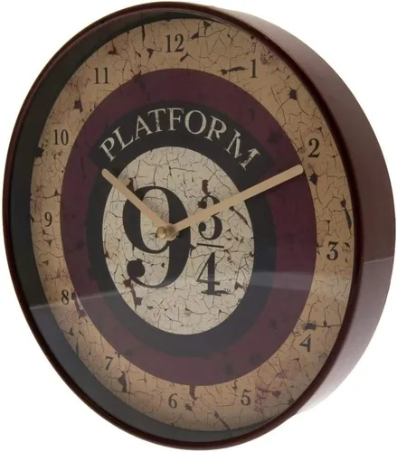 Vista 3 de Harry Potter Reloj de pared con plataforma de 9¾ de 10 pulgadas en caja de regalo, producto oficial, multicolor