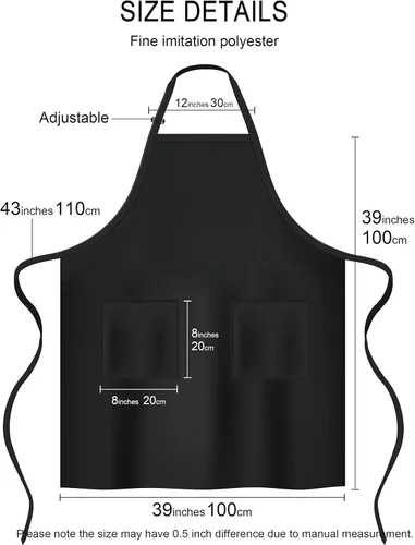 Vista 7 de Delantales de talla grande para mujer, con bolsillos, duradero, largo, ajustable, babero para cocina