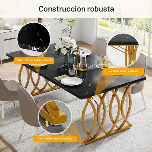 Vista 8 de Tribesigns Mesa de comedor moderna, mesa de cocina grande de 63 pulgadas para 4-6 personas, mesa rectangular única de cocina y comedor con mesa