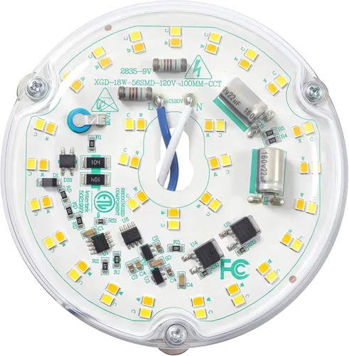 Vista 9 de Kit de Retrofit de Luz LED para Ventilador de Techo, 4 Pulgadas, Kit de Repuesto de Luz de Techo Motor PCB de Panel, 18W, 3CCT 3000K-4000K-5000K