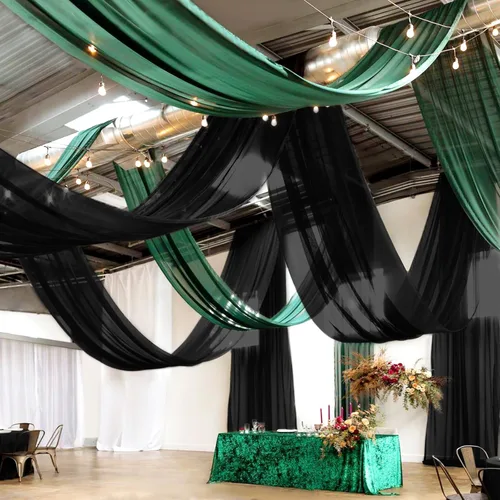 Vista 11 de 6 paneles de cortinas de techo azul bebé para boda, cortinas de techo de 5 pies x 10 pies, tela de drapeado para arco de boda, cortinas