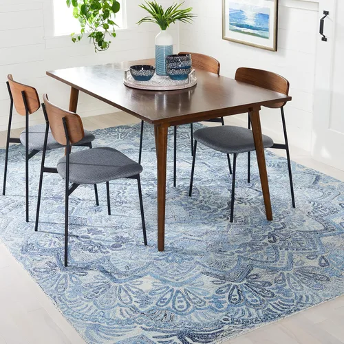 Vista 17 de SAFAVIEH Marquee Collection - Alfombra decorativa, 2 x 3 pies, beige y marfil, lana de medallón de mandala hecha a mano, ideal para zonas de alto