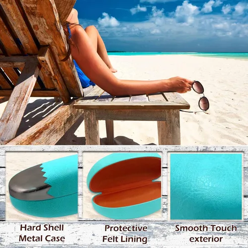 Vista 3 de MyEyeglassCase Estuche rígido grande para lentes de sol Se adapta a lentes de sol curvos grandes a extra grandes, con paño de microfibra