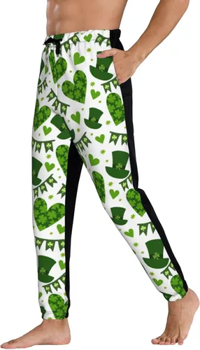 Vista 4 de St. Patrick's Day Clover Leaves Sweatpants Men's Breathable Baggy Trousers Durable Jogging Pants