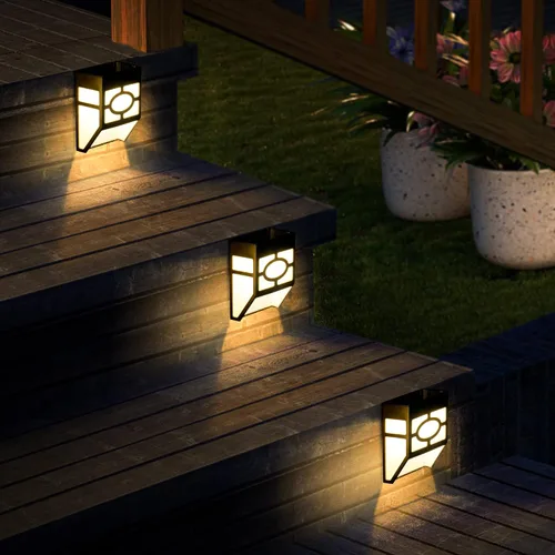 Vista 4 de Solpex Luces solares para terraza, luces solares para valla, 2 modos de luces de decoración de Navidad, patrón único, impermeable automático