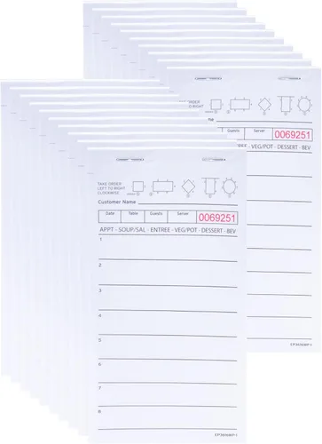 Vista 7 de DGBDPACK Guest Check Pads EP-3616WP-1 (10 Pads), Total 500 Hojas Blancas Libreta de Camarera, Blocs de Pedidos de Servidor para Restaurante