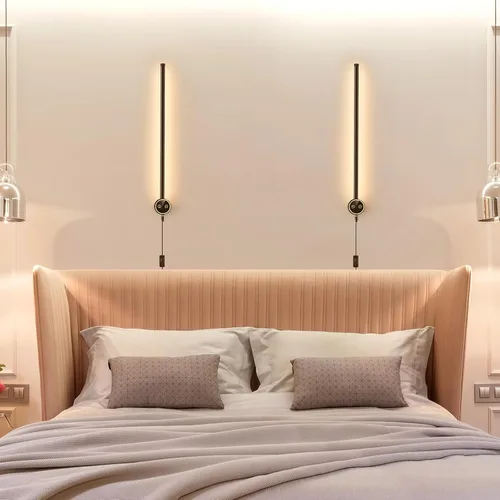 Vista 7 de Juego de 2 apliques de pared, 22 pulgadas, LED regulable, apliques de iluminación de pared negro mate, lámpara de pared moderna de 9 W, para sala