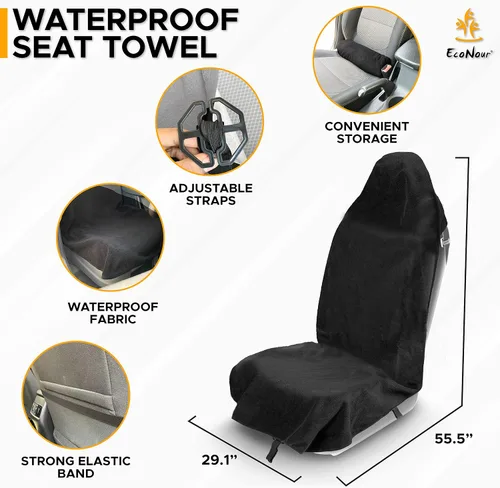 Vista 5 de EcoNour Toalla de Sudor Funda de Asiento de Coche con Almohadilla de Hombro para Cinturón Protector de Asiento Lavable para el Sudor, Comida