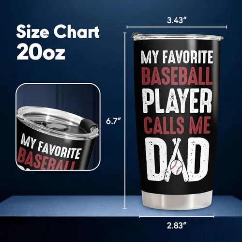Vista 4 de 34HD Regalos deportivos, vaso de béisbol para papá con tapa, acero inoxidable de 20 onzas, taza de café de viaje para mi jugador favorito, regalo