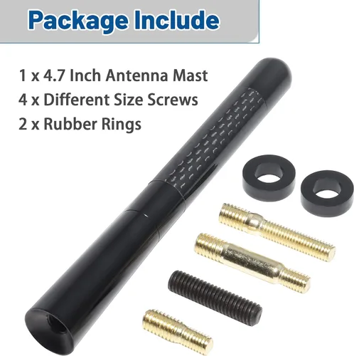 Vista 7 de Anina Antena de fibra de carbono de 4.7 pulgadas para Nissan Pathfinder Rogue 350Z 370Z Murano AM FM Radio Stubby 1998-2022 Mástil aéreo