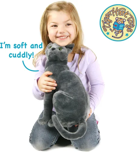 Vista 3 de TigerHart Rae The Russian Blue Cat - Gato gris de peluche de 12 pulgadas
