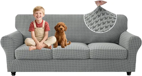 Vista 27 de MAXIJIN 2 fundas elásticas para sillón de sala de estar, fundas gruesas y suaves con brazos para perros, mascotas, protector de sofá individual
