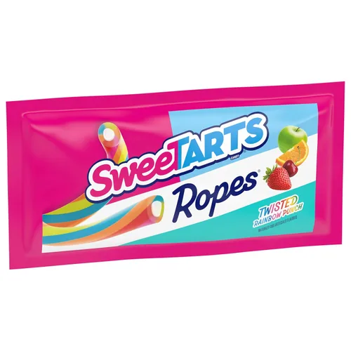 Vista 6 de SweeTARTS Ropes Candy, mezcla variada, ponche de cereza, ponche de arco iris torcido, fresa picante, suave y masticable, 15 onzas Cherry Punch