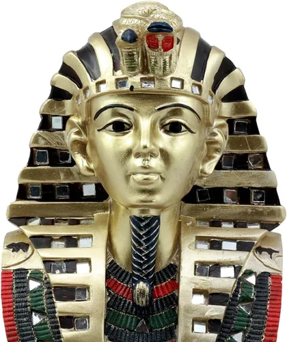 Vista 5 de Ebros - Máscara de faraón egipcio antiguo del rey TUT Estatua dorada Tutankamón Busto Figurilla