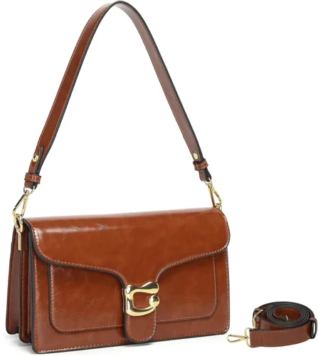Vista 16 de Travistar Bolsos cruzados para mujer de moda - Pequeño bolso cruzado de hombro con 2 correas, bolso de mano de cuero, bolso de noche de embrague