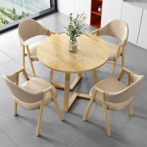 Vista 12 de YVYKFZD Office Reception Room Club Table and Chair Set, Simple Kitchen Dining Table Set for 4, Round Conference Table with Metal Legs, Small