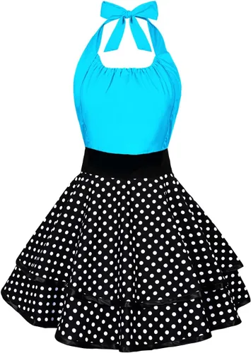 Vista 14 de Violet Mist - Lindos delantales vintage para mujeres con lunares negros, delantales retro para niñas, delantal de criada francesa, delantal sexy