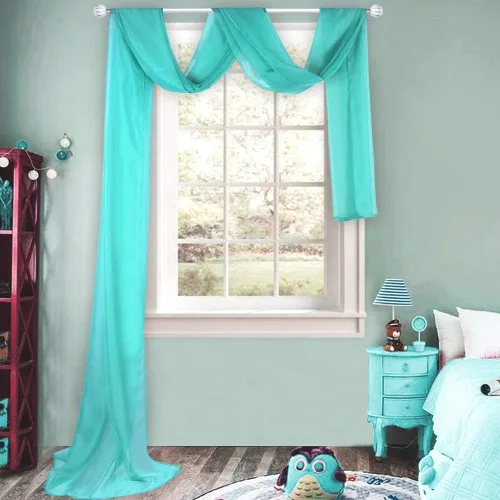 Vista 28 de HUTO Cenefa de gasa suave para ventana, color beige, para habitación de niñas, toldo de cama, 1 panel de 52 x 144 pulgadas de largo