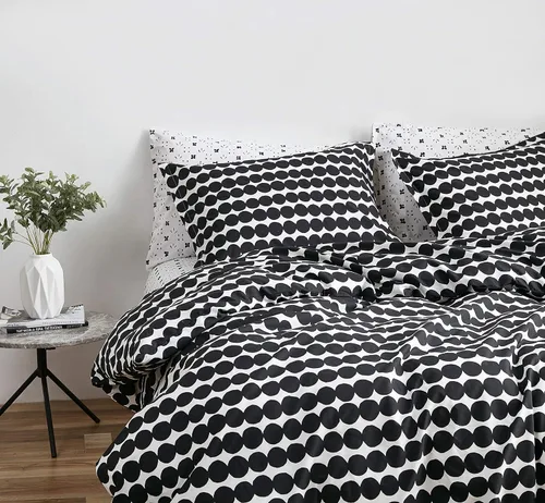Vista 4 de Marimekko - Juego de funda de edredón tamaño Queen, ropa de cama de algodón con fundas a juego y cierre de botón, decoración del hogar para todas