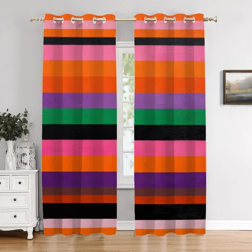 Vista 91 de Cortinas de cocina de hojas de arce otoñales para ventanas, hojas verdes y rojas sobre cenefas opacas negras, tratamientos de ventana de poliéster