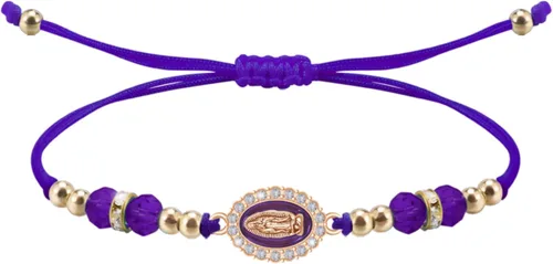 Vista 8 de Pulsera Virgen María con cordón ajustable Nuestra Señora de Guadalupe Pulsera de cuentas de cristal