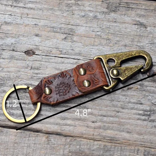 Vista 4 de JJNUSA Llavero de cuero EDC para cinturón, clip resistente para hombre, llavero táctico para cinturón