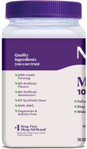 Vista 11 de Natrol Gomitas de melatonina, apoyo para dormir, 190 gomitas de melatonina para adultos con sabor a fresa, 10 mg de ayuda para dormir para adultos