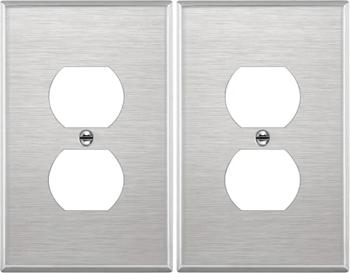 Vista 15 de ENERLITES Placa de pared de metal para receptáculo dúplex, acero inoxidable, tapa de tomacorriente, resistente a la corrosión, tamaño estándar