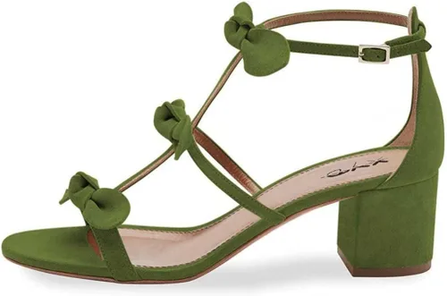 Vista 2 de XYD Sandalias de tacón grueso para mujer, sandalias de punta abierta, nudos, gladiador, con tiras, lindos zapatos casuales de fiesta