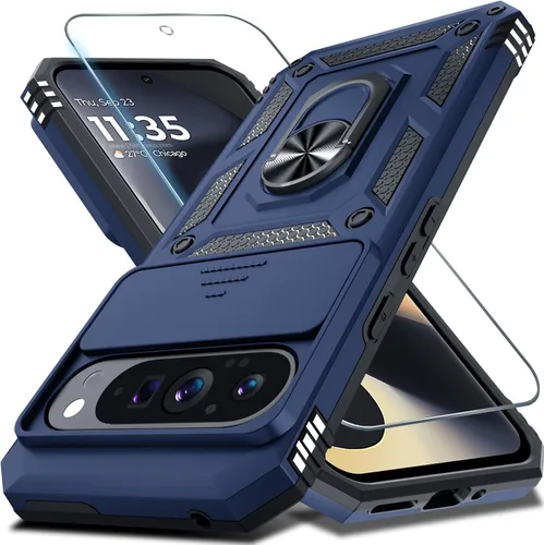 Vista 44 de Janmitta - Funda compatible con Google Pixel 9 Pro XL con cubierta deslizante para lente de cámara incorporada + protector de pantalla + soporte