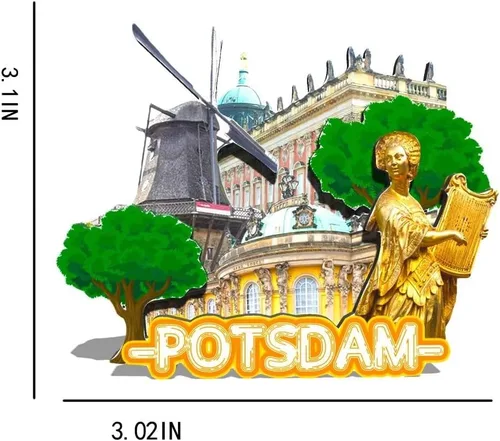 Vista 3 de Alemania Potsdam imán de nevera de madera 3D hitos de viaje coleccionables recuerdos decoración hecha a mano -293