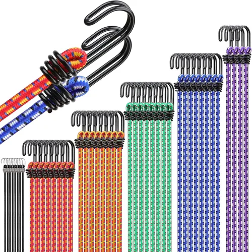 Vista 21 de Rollo de cuerda elástica resistente, cuerdas elásticas de grado marino de 1/4 pulgadas x 110 pies, cuerdas elásticas negras superelásticas, cable