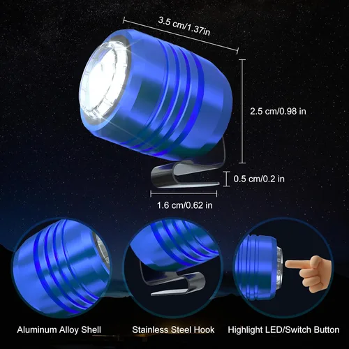 Vista 3 de 2 faros delanteros recargables compatibles con zuecos, luz ajustable para zapatos, linternas accesorios para niños y adultos, sandalias de clip, Azul