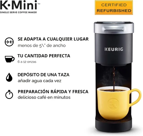 Vista 2 de Cafetera Keurig K-Mini, certificada reacondicionada, negra (Renovada)