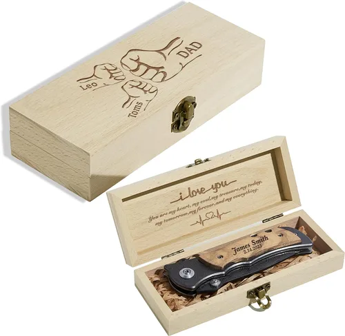 Vista 10 de Cuchillo plegable grabado personalizado para novio, esposo, papá, hijo - Cuchillos personalizados para hombres de campamento, pesca y caza con clip