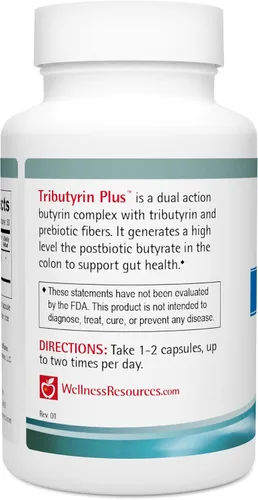 Vista 3 de Wellness Resources Tributyrin Plus Suplemento postbiótico para la salud intestinal con complejo de tributirina butiraGen de alta absorción