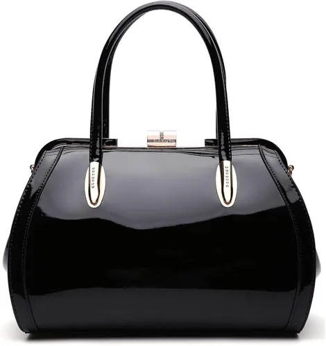 Vista 6 de Style Strategy Monederos de cuero de charol para mujer, asa superior con cierre de beso, bolso cruzado para mujer