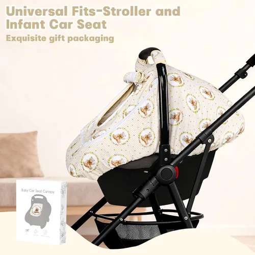 Vista 5 de Hooyax Funda de asiento de automóvil para bebé con doble cremallera, toldo de malla extra grande para asiento de automóvil, protección contra todas