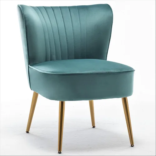 Vista 23 de Container Furniture Direct Silla moderna de terciopelo para sala de estar, dormitorio o entrada, diseño elegante y cómodo sin brazos con patas