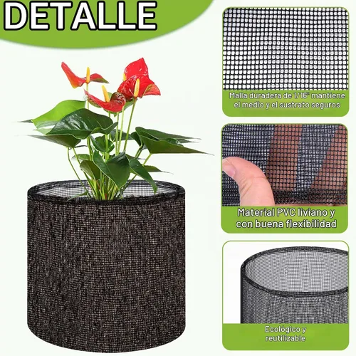 Vista 2 de EBaokuup 4 Piezas Bolsas de Plantación para Estanques Acuáticos - 7.1" Alto x 7.2" Diámetro Macetas de Malla Reutilizable para Jardín Acuático